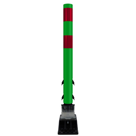 FlexStake Center Line Surface Mount Base Traffic Delineator - Green Tubular Post with Reflective Options