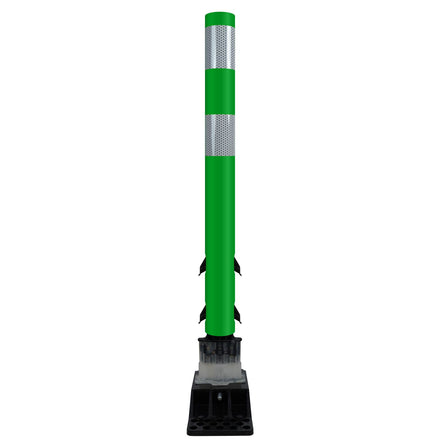 FlexStake Center Line Surface Mount Base Traffic Delineator - Green Tubular Post with Reflective Options