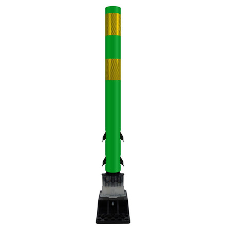 FlexStake Center Line Surface Mount Base Traffic Delineator - Green Tubular Post with Reflective Options