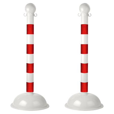 Heavy Duty Plastic Stanchion Posts and Chain Kit with (6) Posts and 50 Ft. of Chain - Crowd Control Warehouse