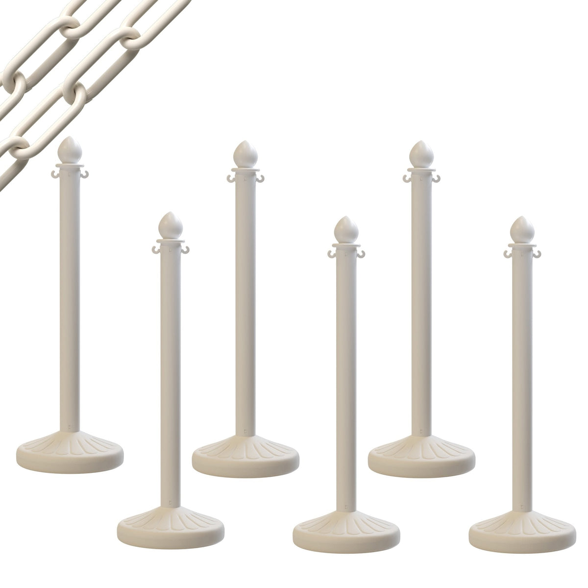 Medium Duty Plastic Stanchion Posts and Chain Kit with (6) Posts and 50 Ft. of Chain - Montour Line - Crowd Control Warehouse