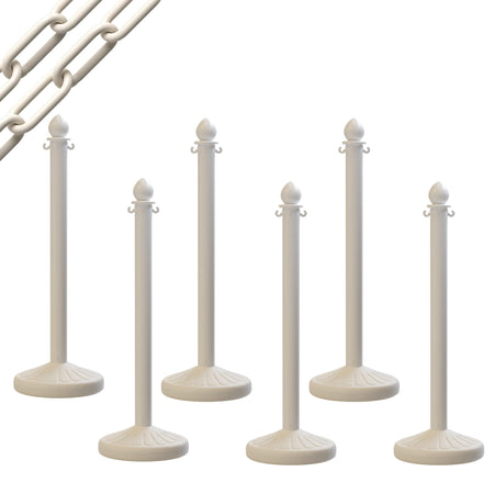 Medium Duty Plastic Stanchion Posts and Chain Kit with (6) Posts and 50 Ft. of Chain - Montour Line - Crowd Control Warehouse