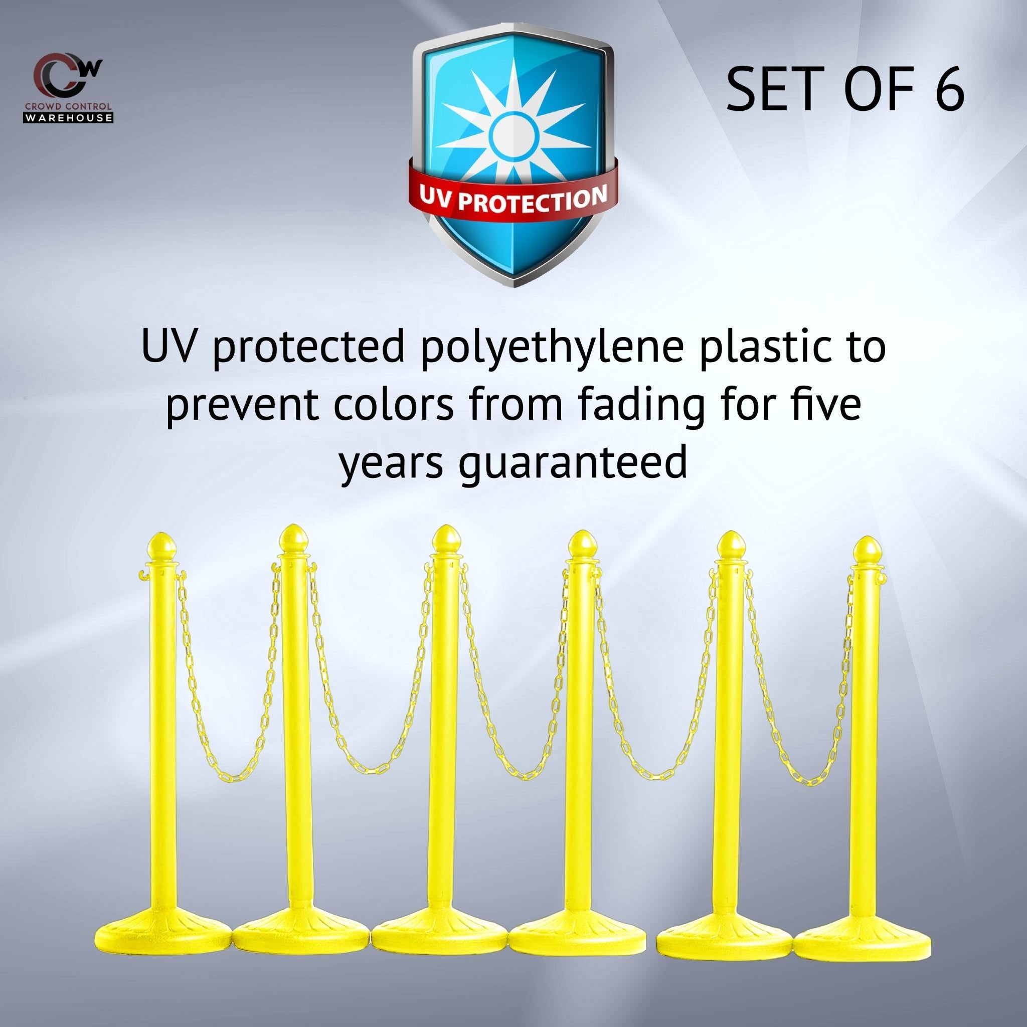 Medium Duty Plastic Stanchion Posts and Chain Kit with (6) Posts and 50 Ft. of Chain - Montour Line - Crowd Control Warehouse