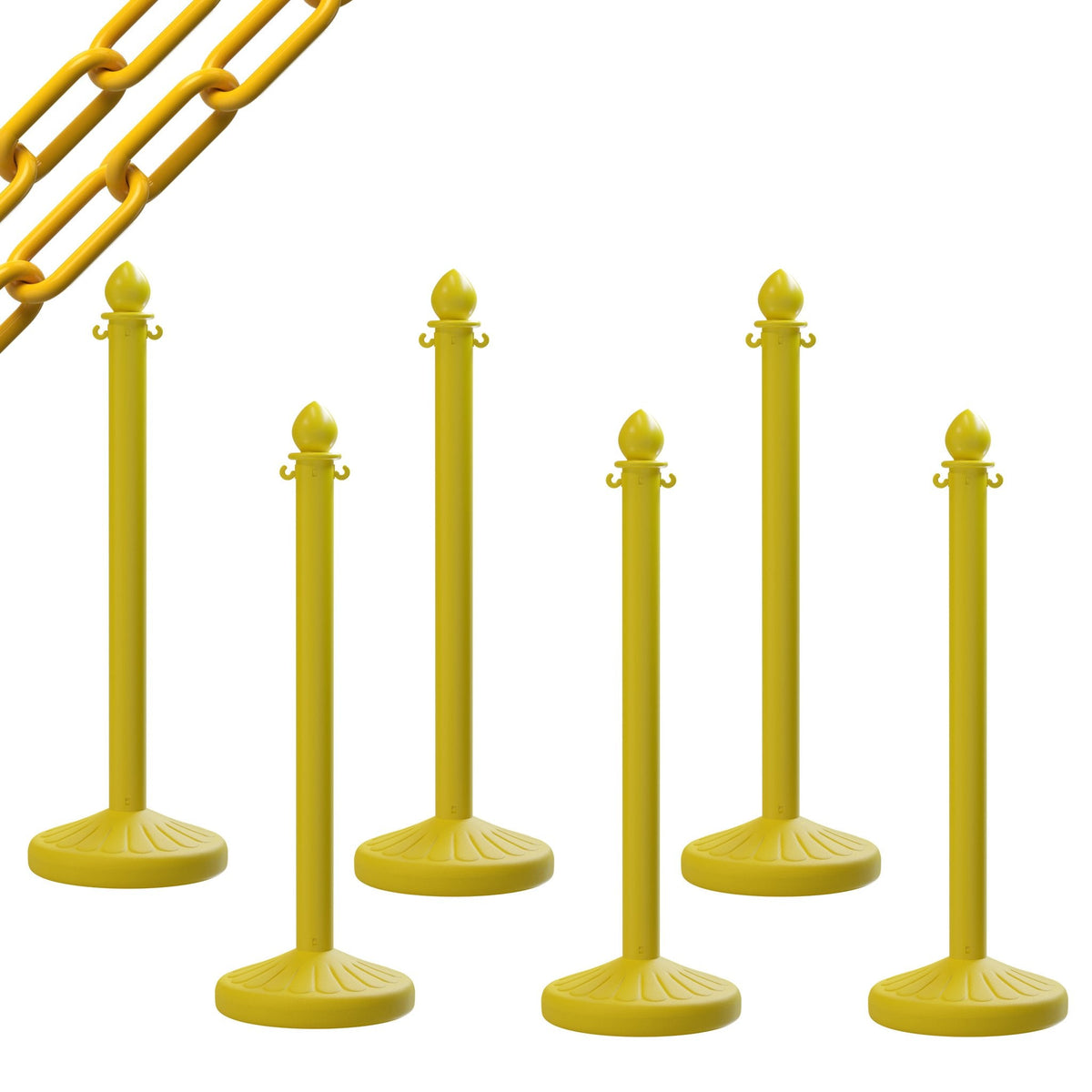 Medium Duty Plastic Stanchion Posts and Chain Kit with (6) Posts and 50 Ft. of Chain - Montour Line - Crowd Control Warehouse