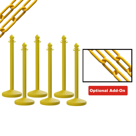 Medium Duty Plastic Stanchion Posts and Chain Kit with (6) Posts and 50 Ft. of Chain - Montour Line - Crowd Control Warehouse