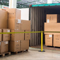 Safety Stanchion Retractable Belt Barriers, Low Profile Steel Base, Yellow Post, 9 Ft. Belt - Montour Line MSX630
