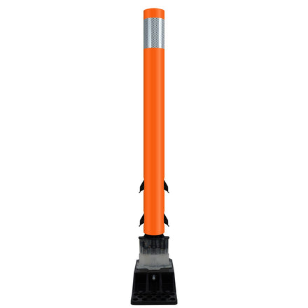 FlexStake Center Line Surface Mount Base Traffic Delineator - Orange Tubular Post with Reflective Options