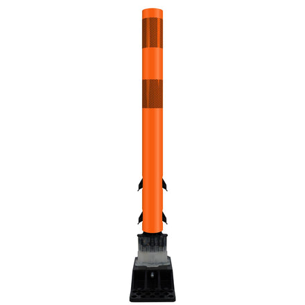 FlexStake Center Line Surface Mount Base Traffic Delineator - Orange Tubular Post with Reflective Options
