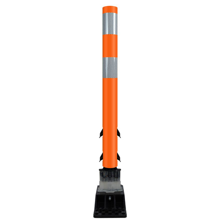 FlexStake Center Line Surface Mount Base Traffic Delineator - Orange Tubular Post with Reflective Options