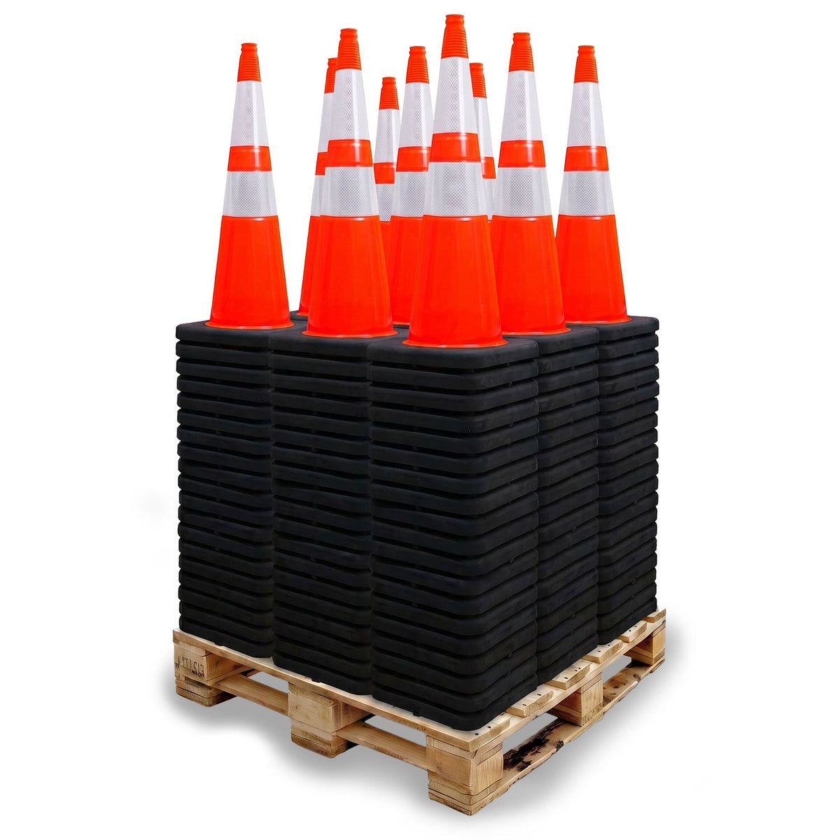 Pallet Bundle - 28" Slim Line Orange Traffic Cone - Black Base, 10 lbs - Crowd Control Warehouse