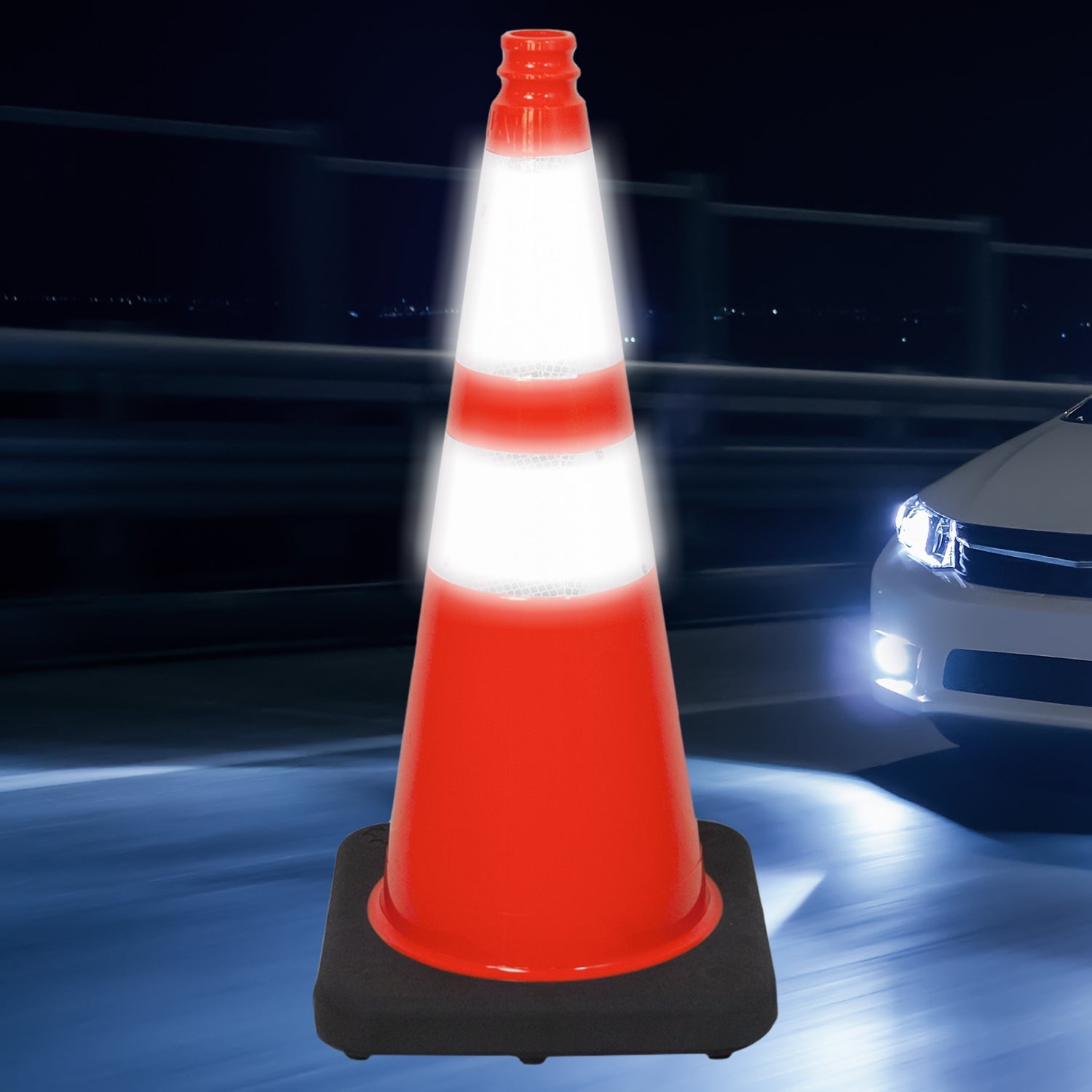 Pallet Bundle - 28" Slim Line Orange Traffic Cone with Gorilla Grip Handle - Black Base, 10 lbs - Crowd Control Warehouse