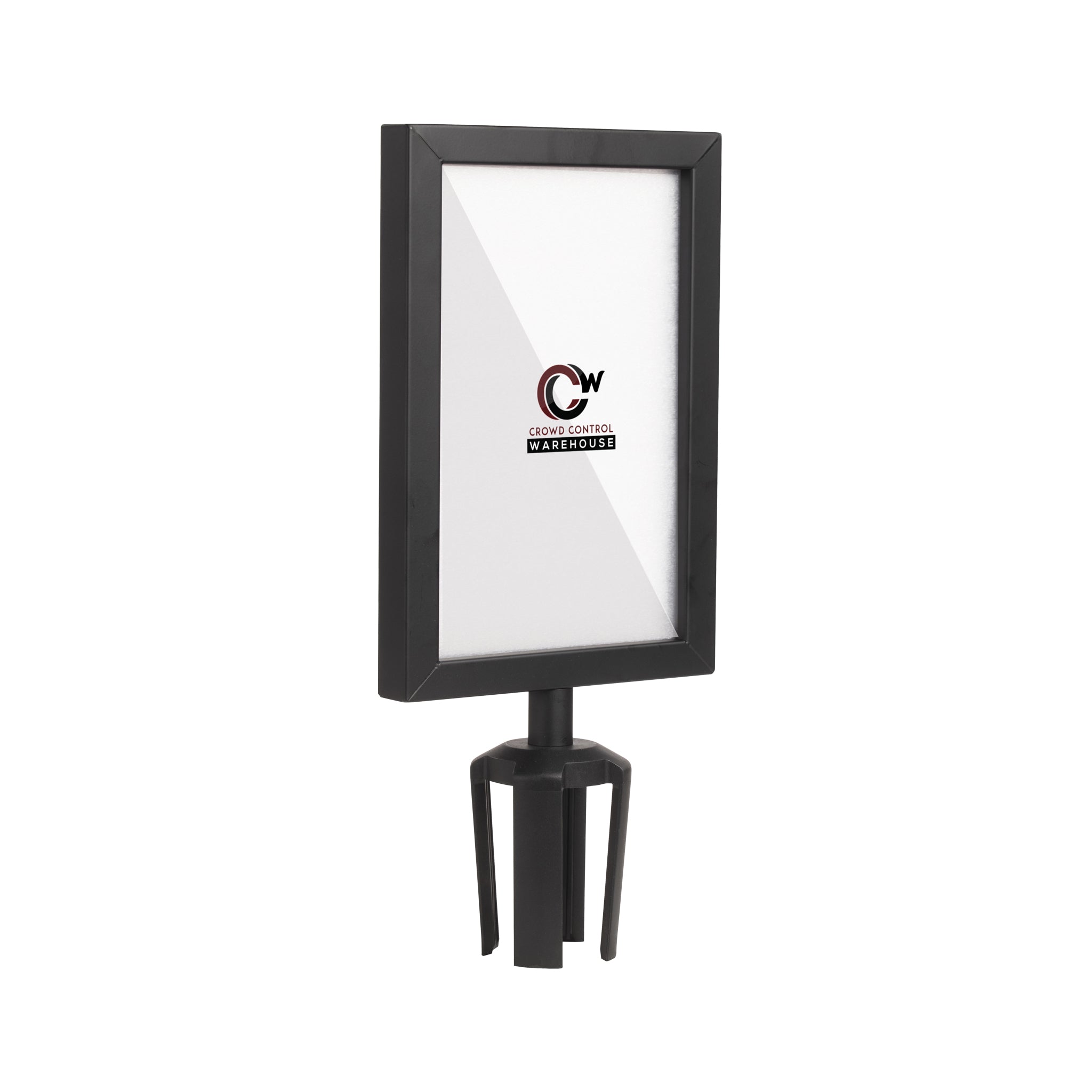 Post Top Sign Frame for CCW Series Retractable Belt Barriers - Crowd Control Warehouse