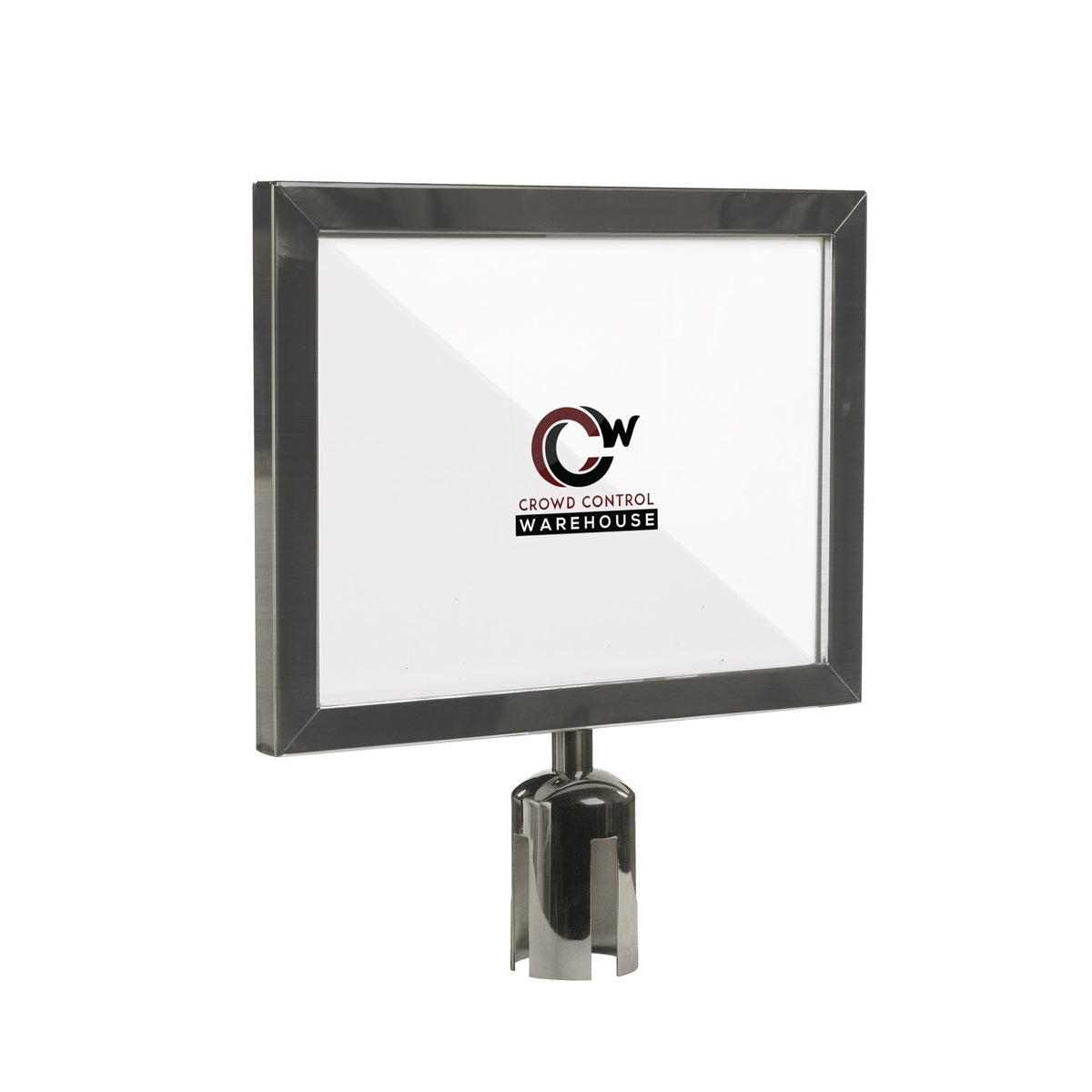 Post Top Sign Frame for CCW Series Retractable Belt Barriers - Crowd Control Warehouse