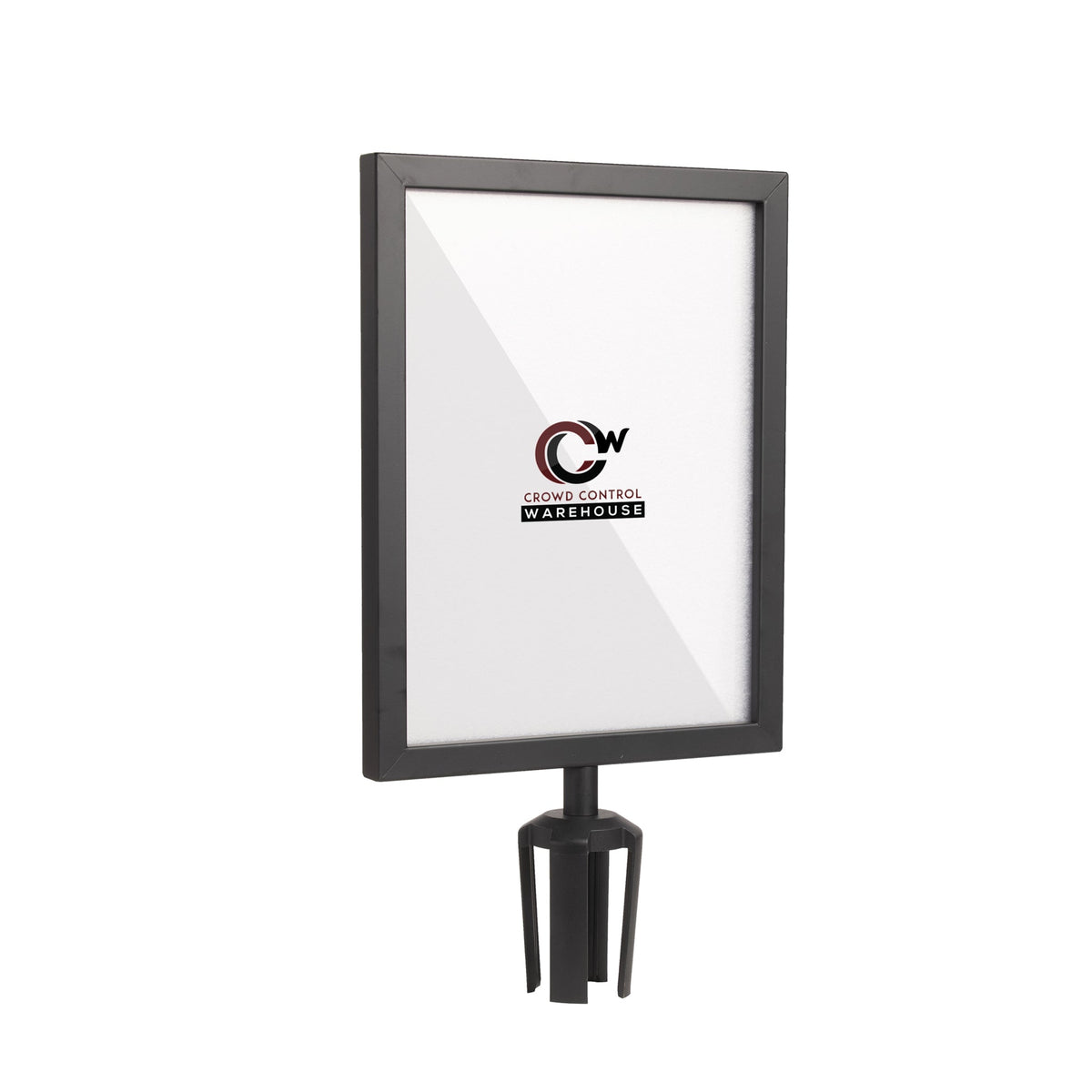 Post Top Sign Frame for CCW Series Retractable Belt Barriers - Crowd Control Warehouse