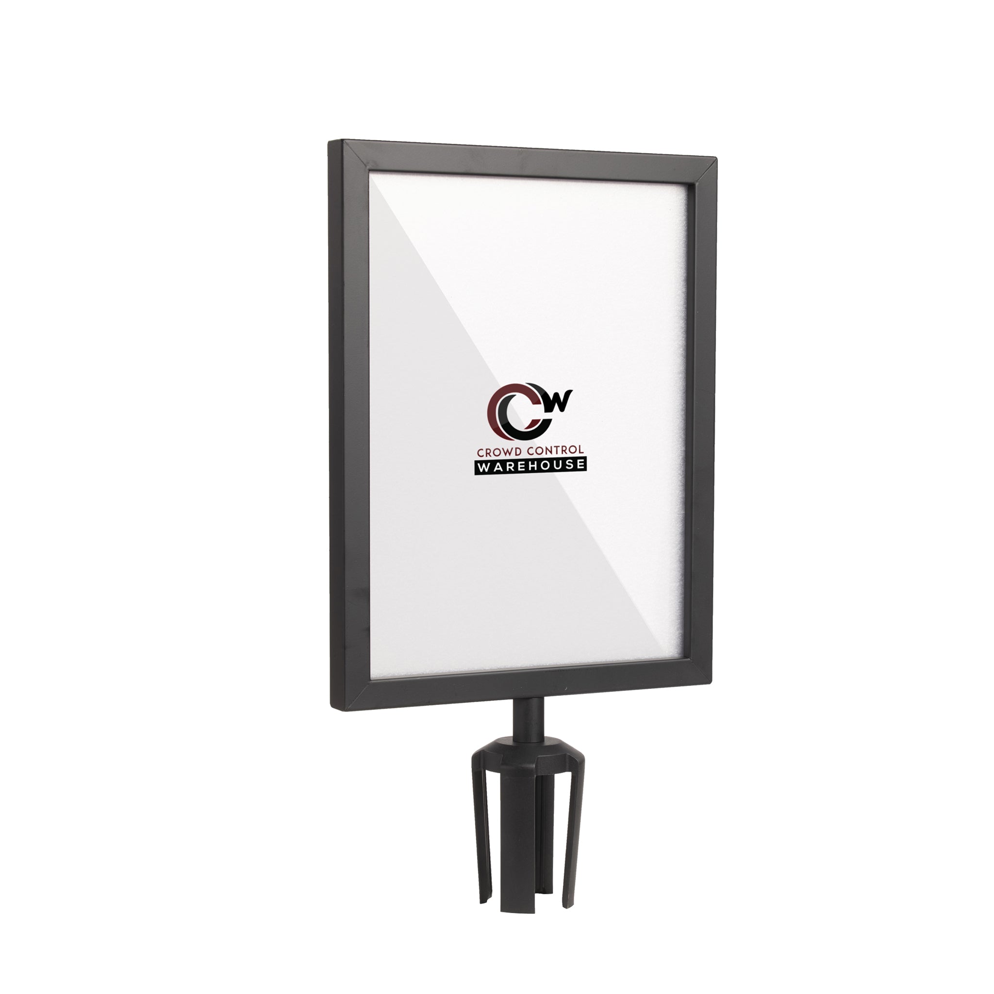 Post Top Sign Frame for CCW Series Retractable Belt Barriers - Crowd Control Warehouse