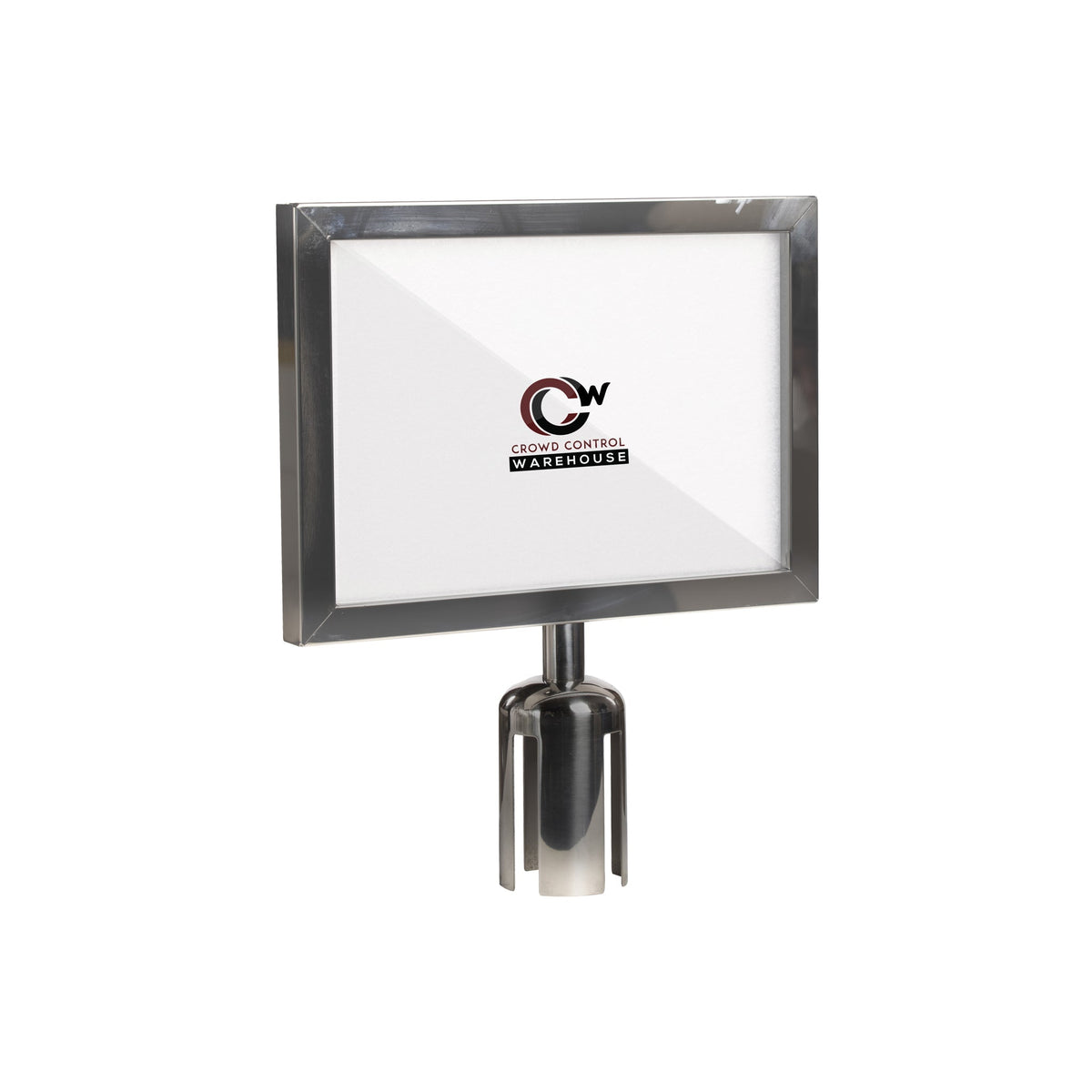 Post Top Sign Frame for CCW Series Retractable Belt Barriers - Crowd Control Warehouse