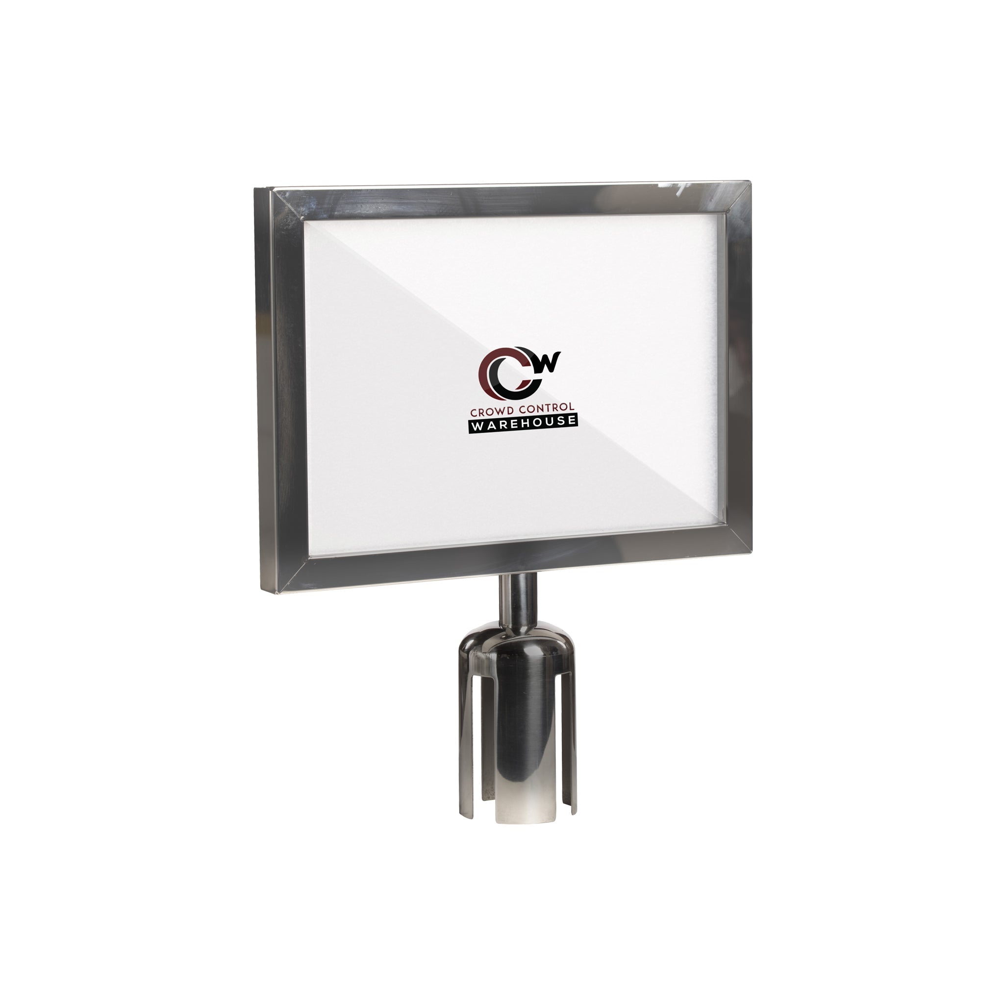 Post Top Sign Frame for CCW Series Retractable Belt Barriers - Crowd Control Warehouse