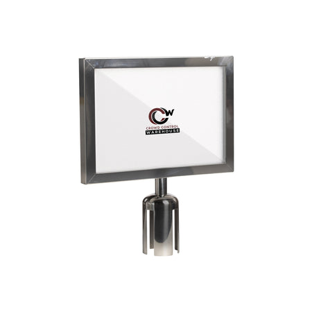 Post Top Sign Frame for CCW Series Retractable Belt Barriers - Crowd Control Warehouse
