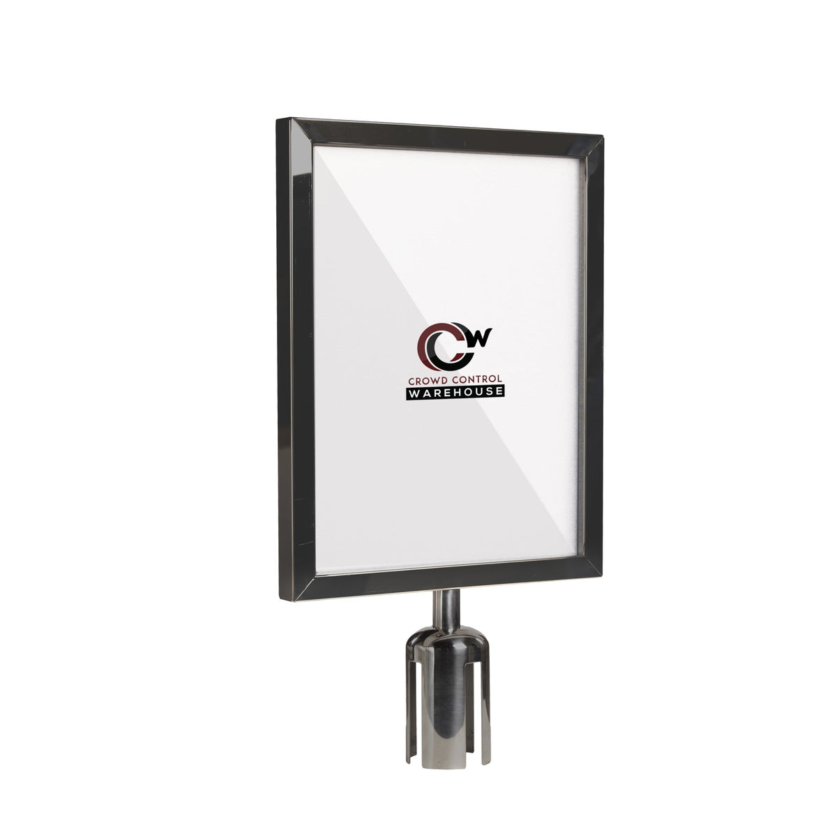 Post Top Sign Frame for CCW Series Retractable Belt Barriers - Crowd Control Warehouse