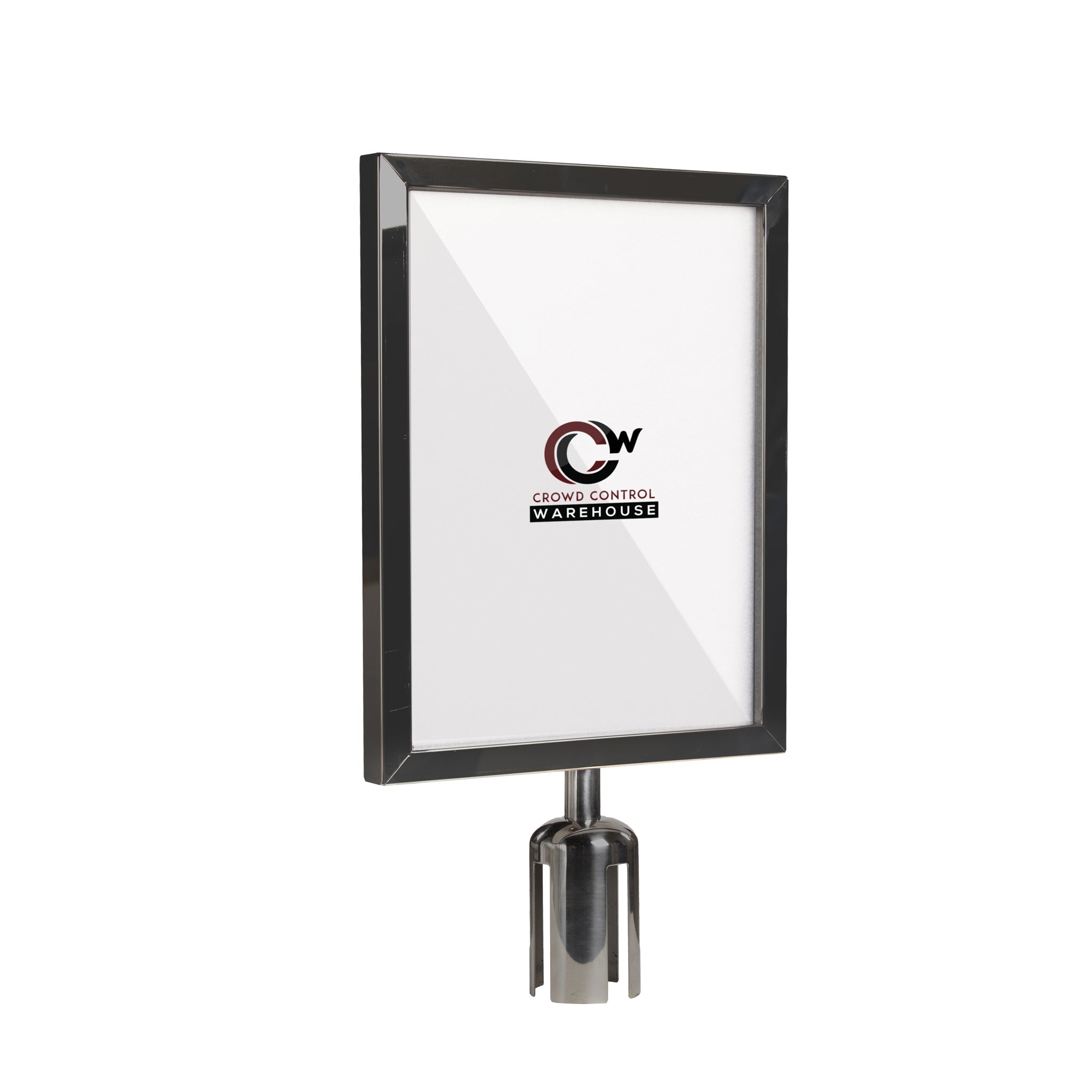 Post Top Sign Frame for CCW Series Retractable Belt Barriers - Crowd Control Warehouse
