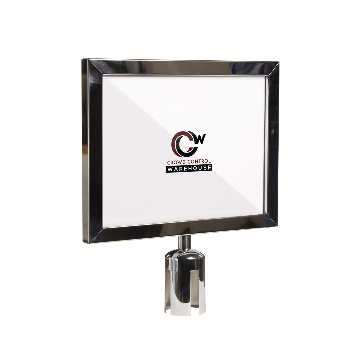 Post Top Sign Frame for CCW Series Retractable Belt Barriers - Crowd Control Warehouse