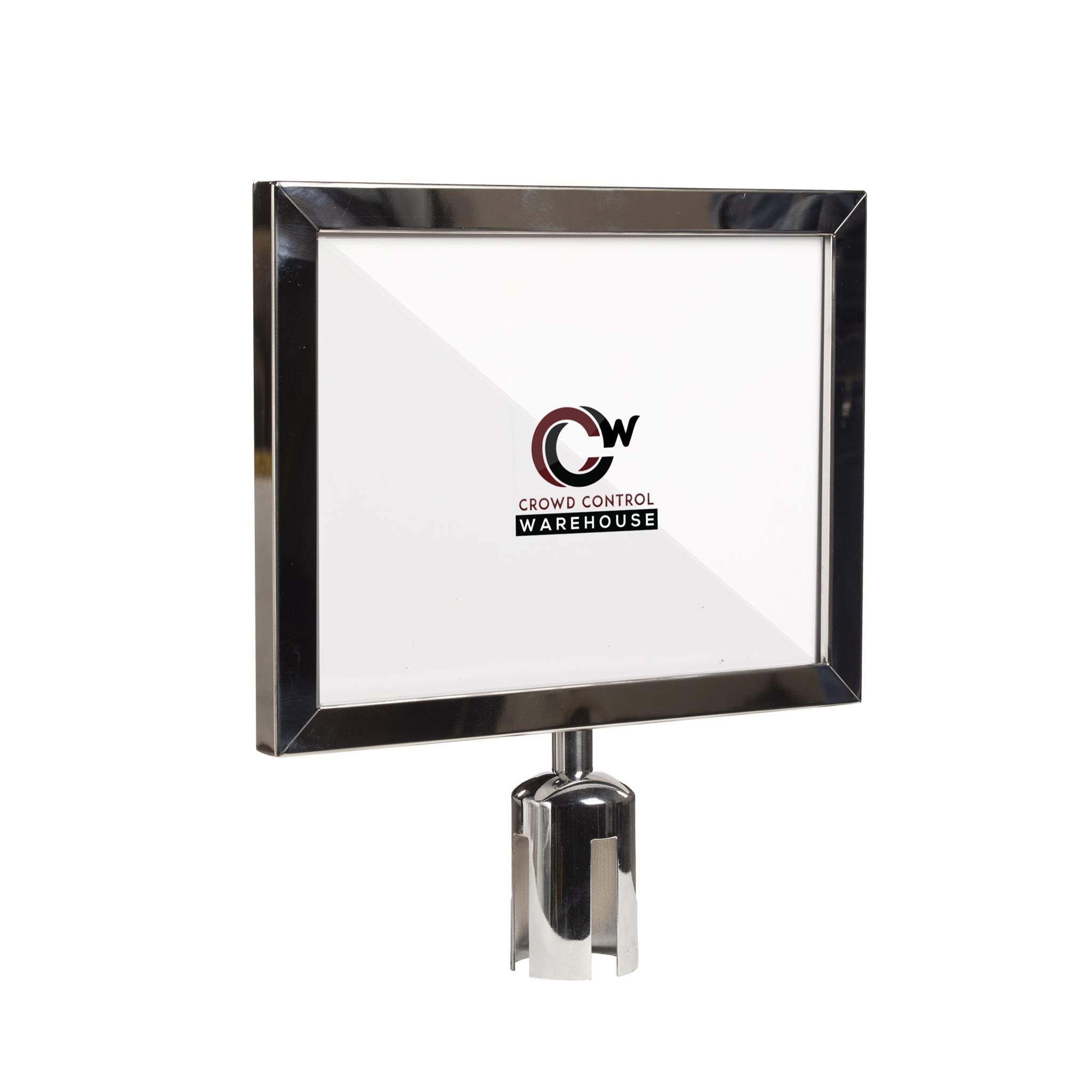 Post Top Sign Frame for CCW Series Retractable Belt Barriers - Crowd Control Warehouse
