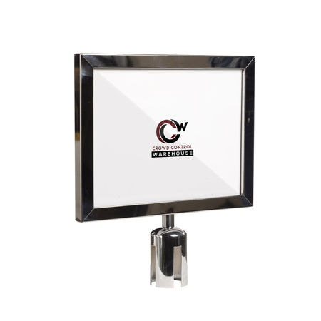 Post Top Sign Frame for CCW Series Retractable Belt Barriers - Crowd Control Warehouse