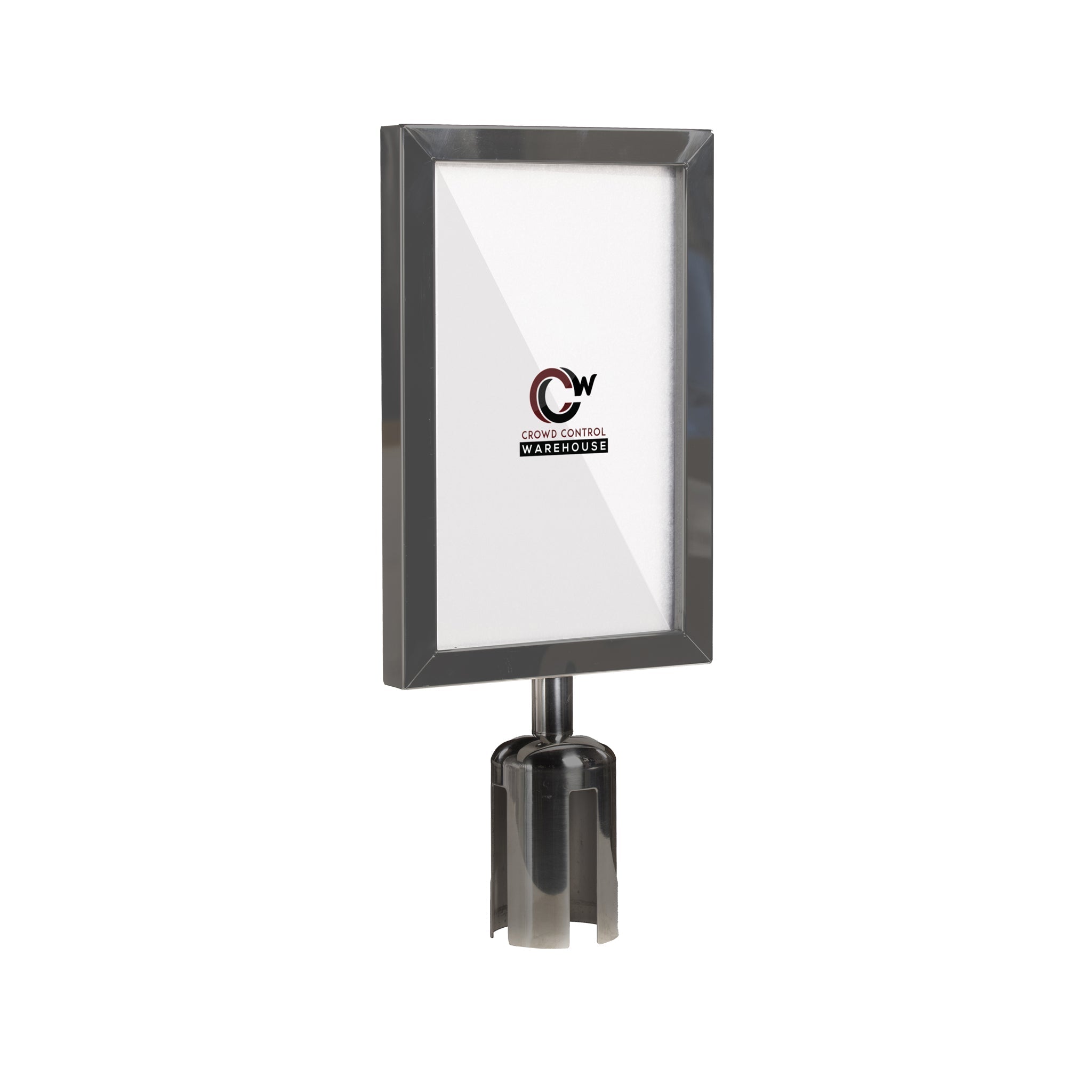 Post Top Sign Frame for CCW Series Retractable Belt Barriers - Crowd Control Warehouse