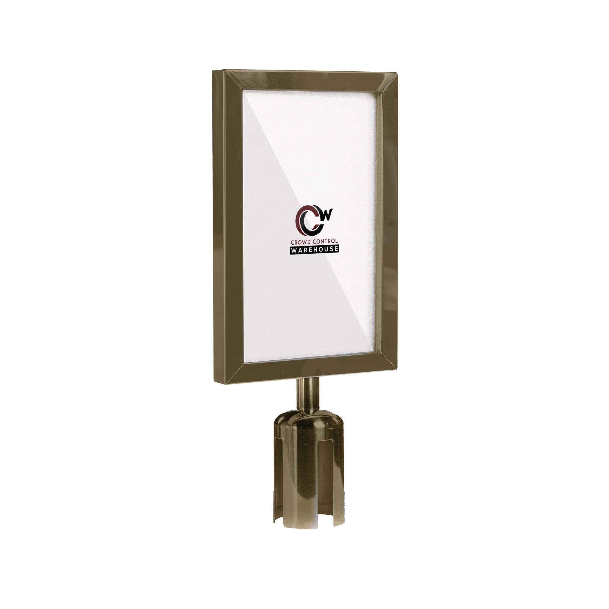 Post Top Sign Frame for CCW Series Retractable Belt Barriers - Crowd Control Warehouse
