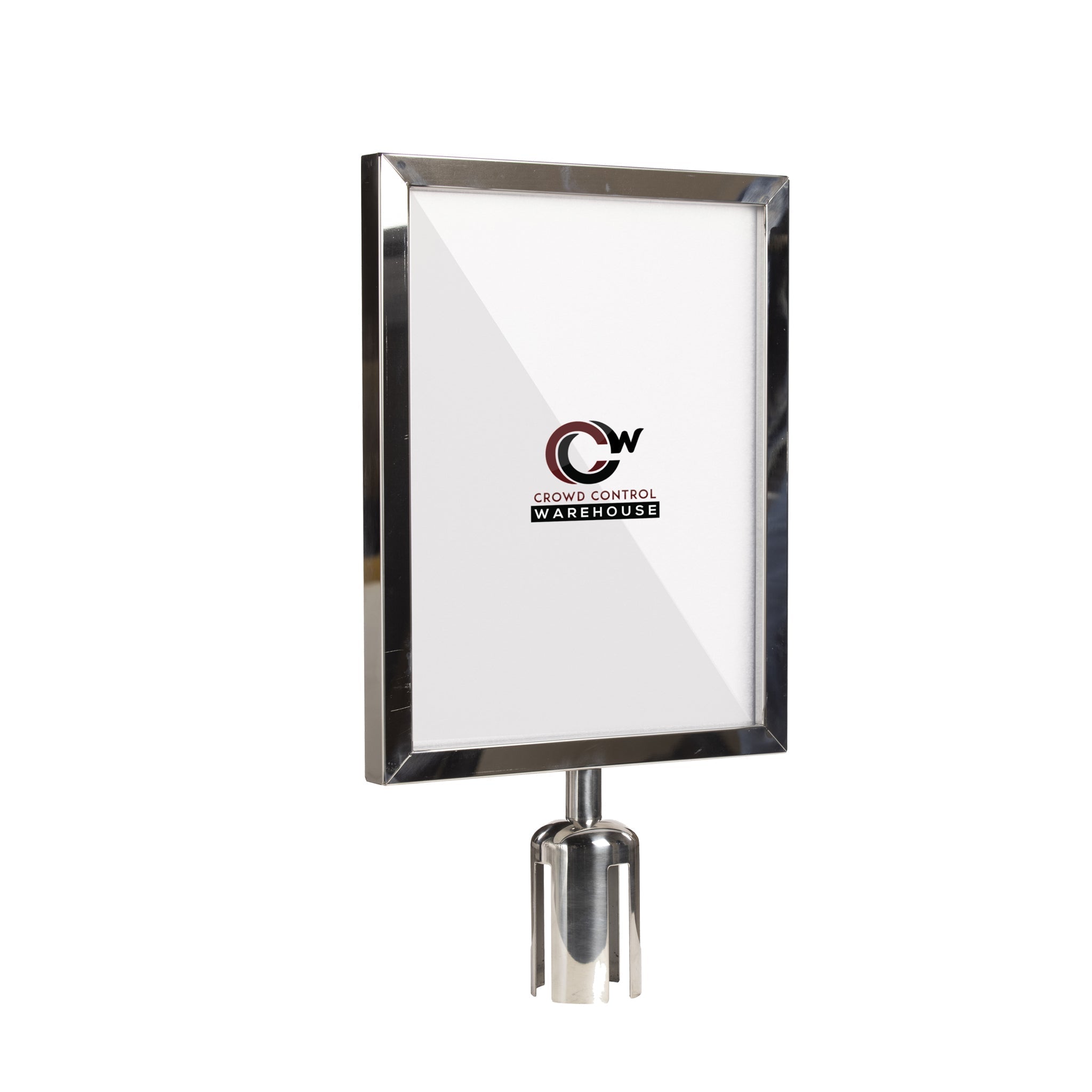 Post Top Sign Frame for CCW Series Retractable Belt Barriers - Crowd Control Warehouse