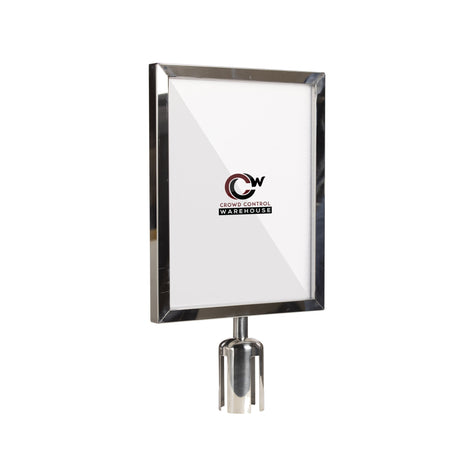Post Top Sign Frame for CCW Series Retractable Belt Barriers - Crowd Control Warehouse