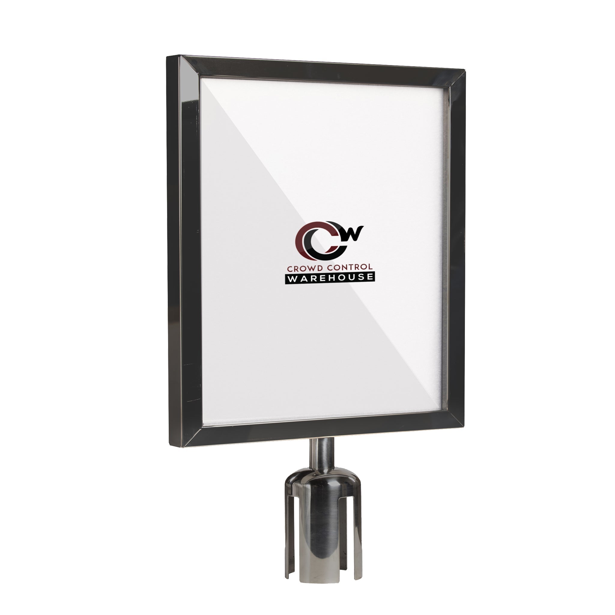 Post Top Sign Frame for CCW Series Retractable Belt Barriers - Crowd Control Warehouse