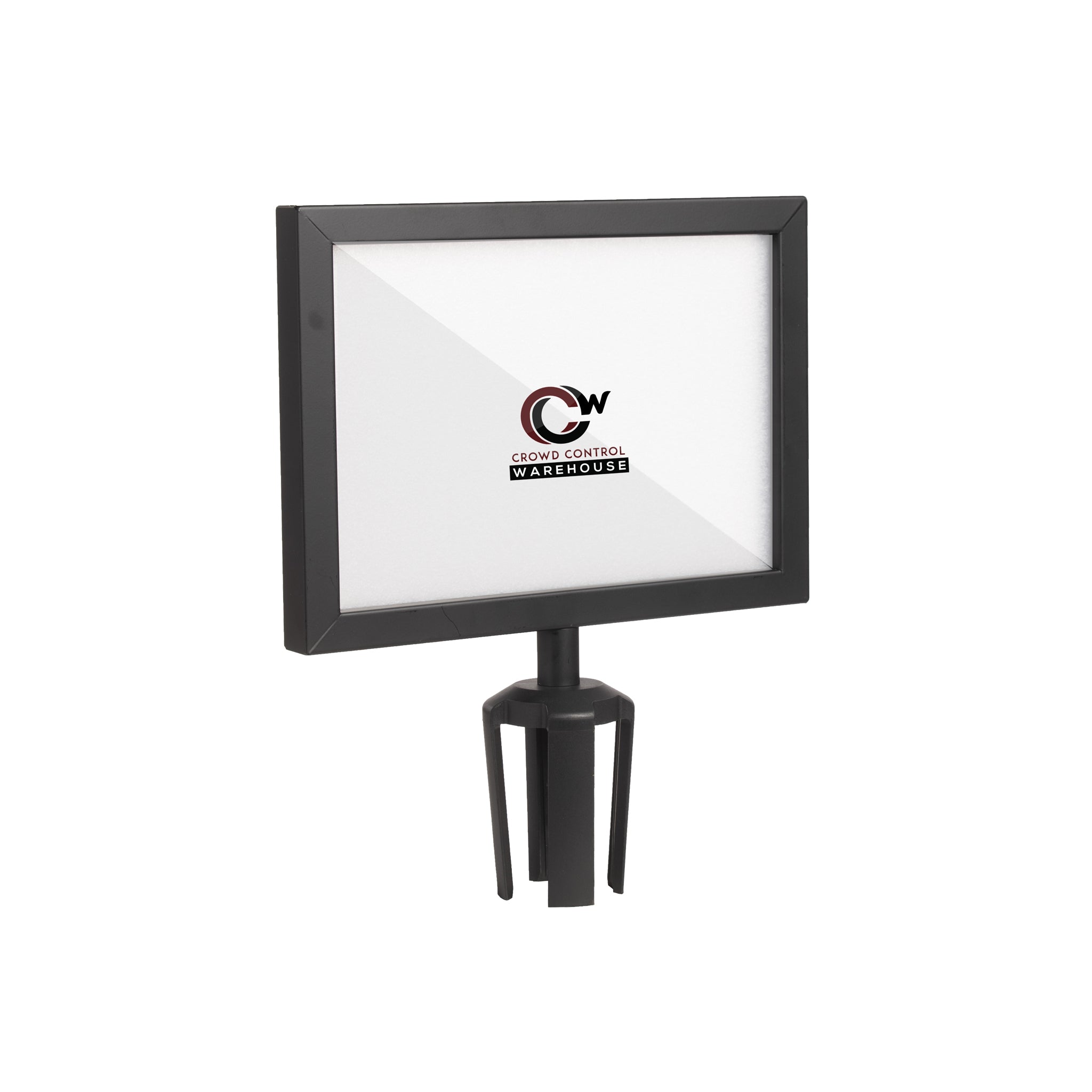 Post Top Sign Frame for CCW Series Retractable Belt Barriers - Crowd Control Warehouse