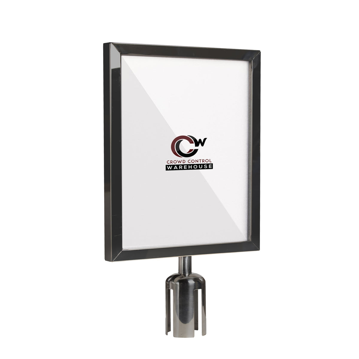 Post Top Sign Frame for CCW Series Retractable Belt Barriers - Crowd Control Warehouse