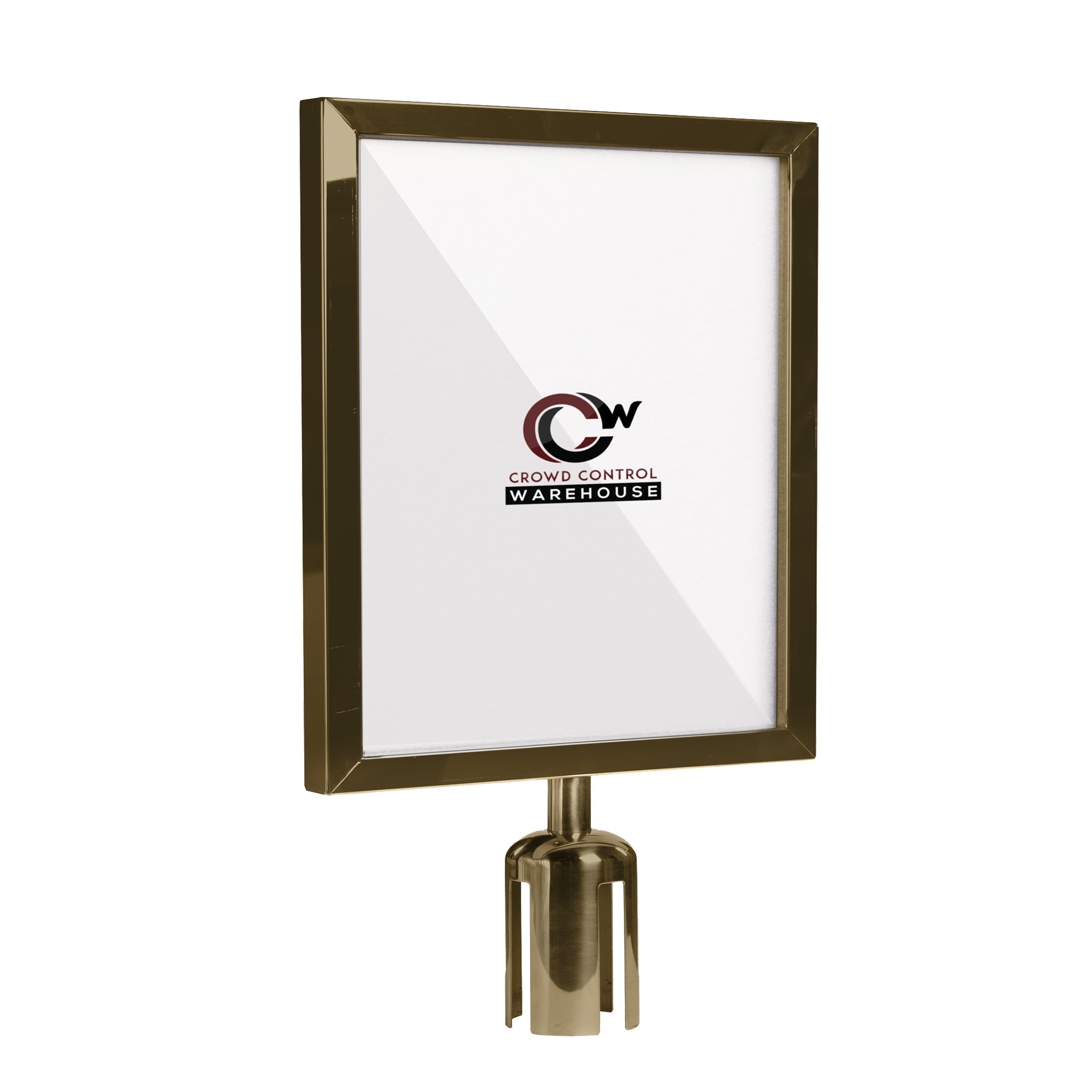 Post Top Sign Frame for CCW Series Retractable Belt Barriers - Crowd Control Warehouse