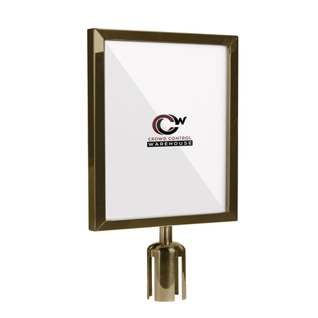 Post Top Sign Frame for CCW Series Retractable Belt Barriers - Crowd Control Warehouse