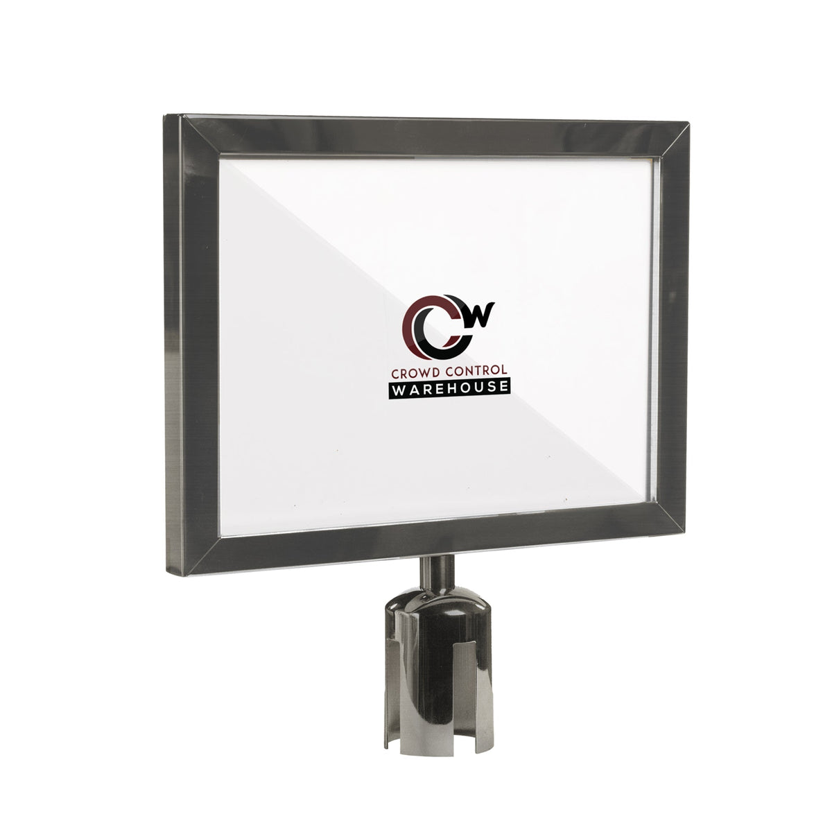 Post Top Sign Frame for CCW Series Retractable Belt Barriers - Crowd Control Warehouse