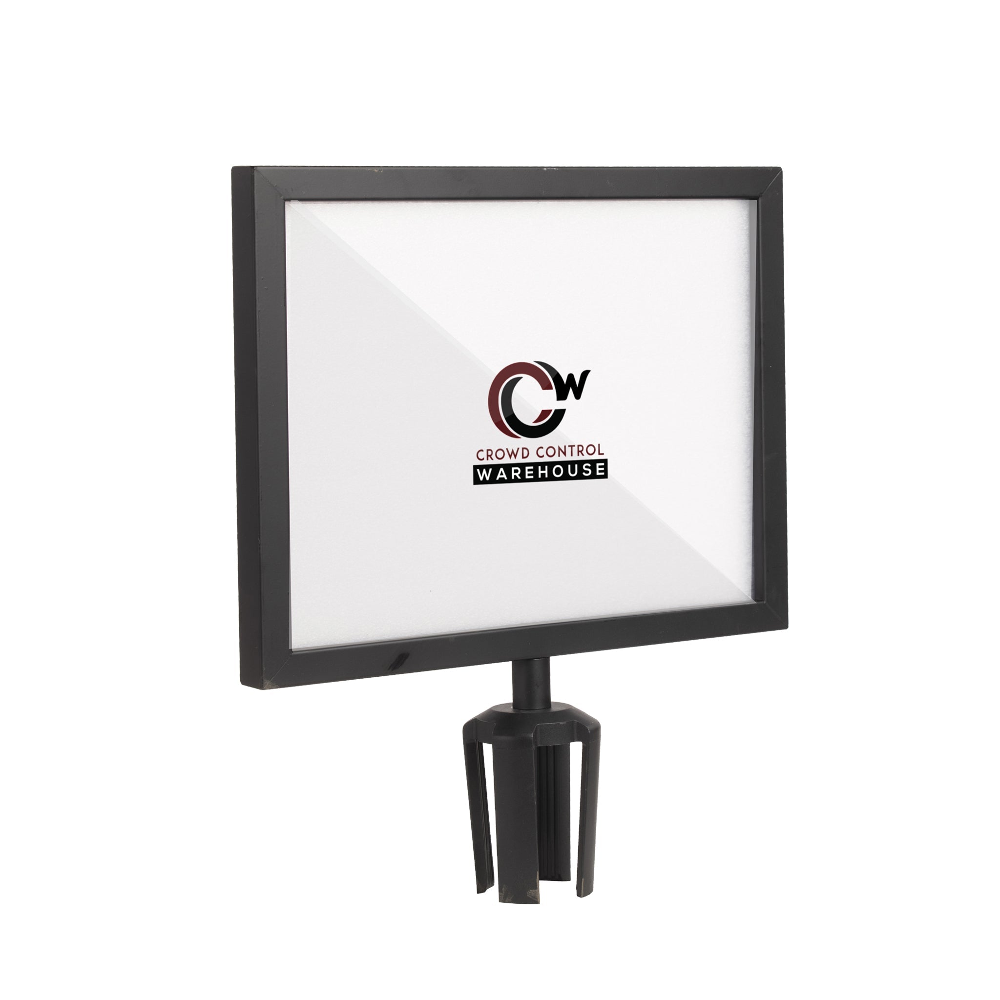 Post Top Sign Frame for CCW Series Retractable Belt Barriers - Crowd Control Warehouse