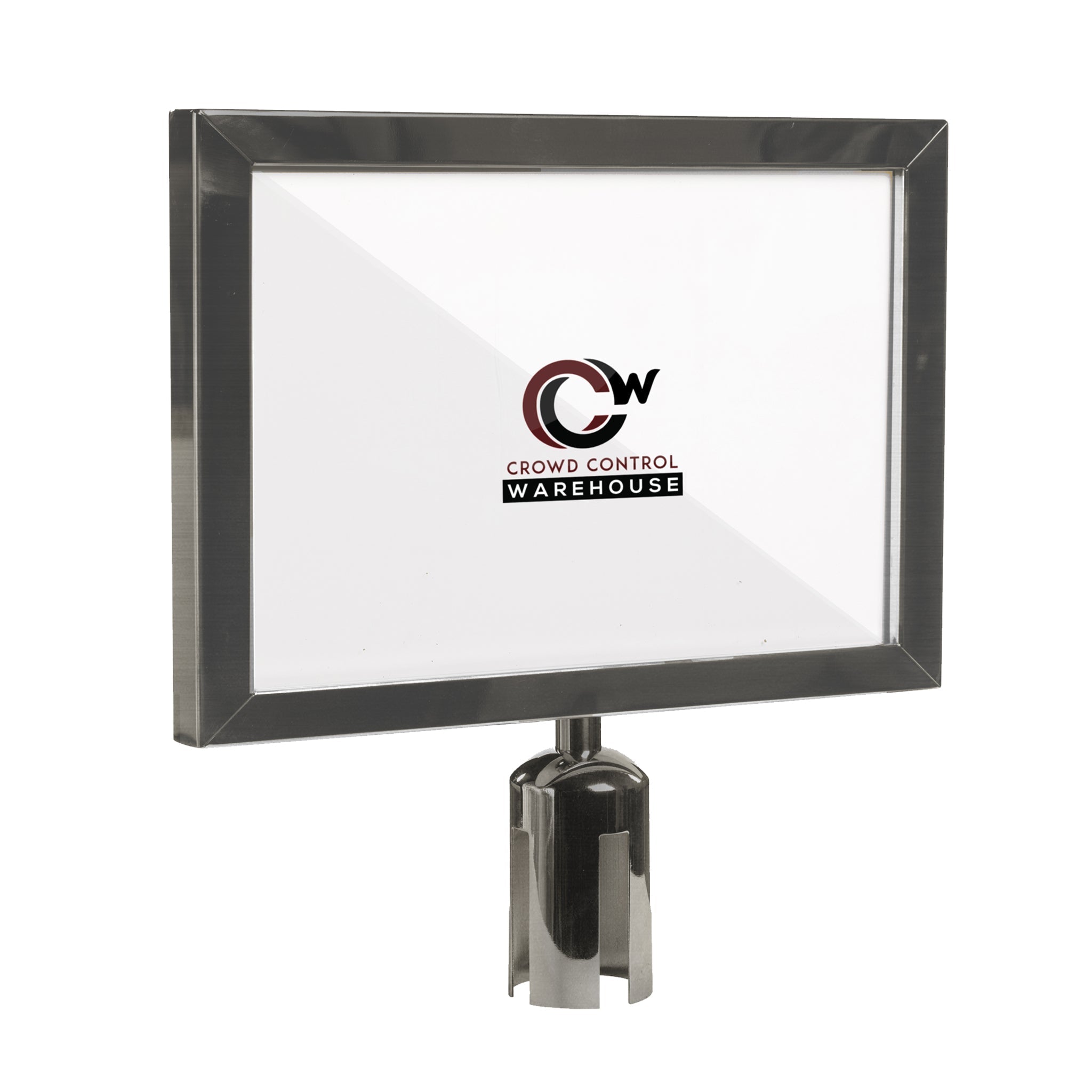 Post Top Sign Frame for CCW Series Retractable Belt Barriers for 3" OD Stanchions - Crowd Control Warehouse