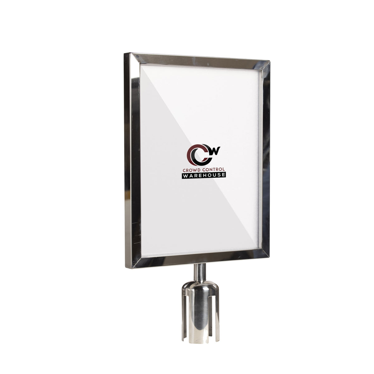 Post Top Sign Frame for CCW Series Retractable Belt Barriers for 3" OD Stanchions - Crowd Control Warehouse