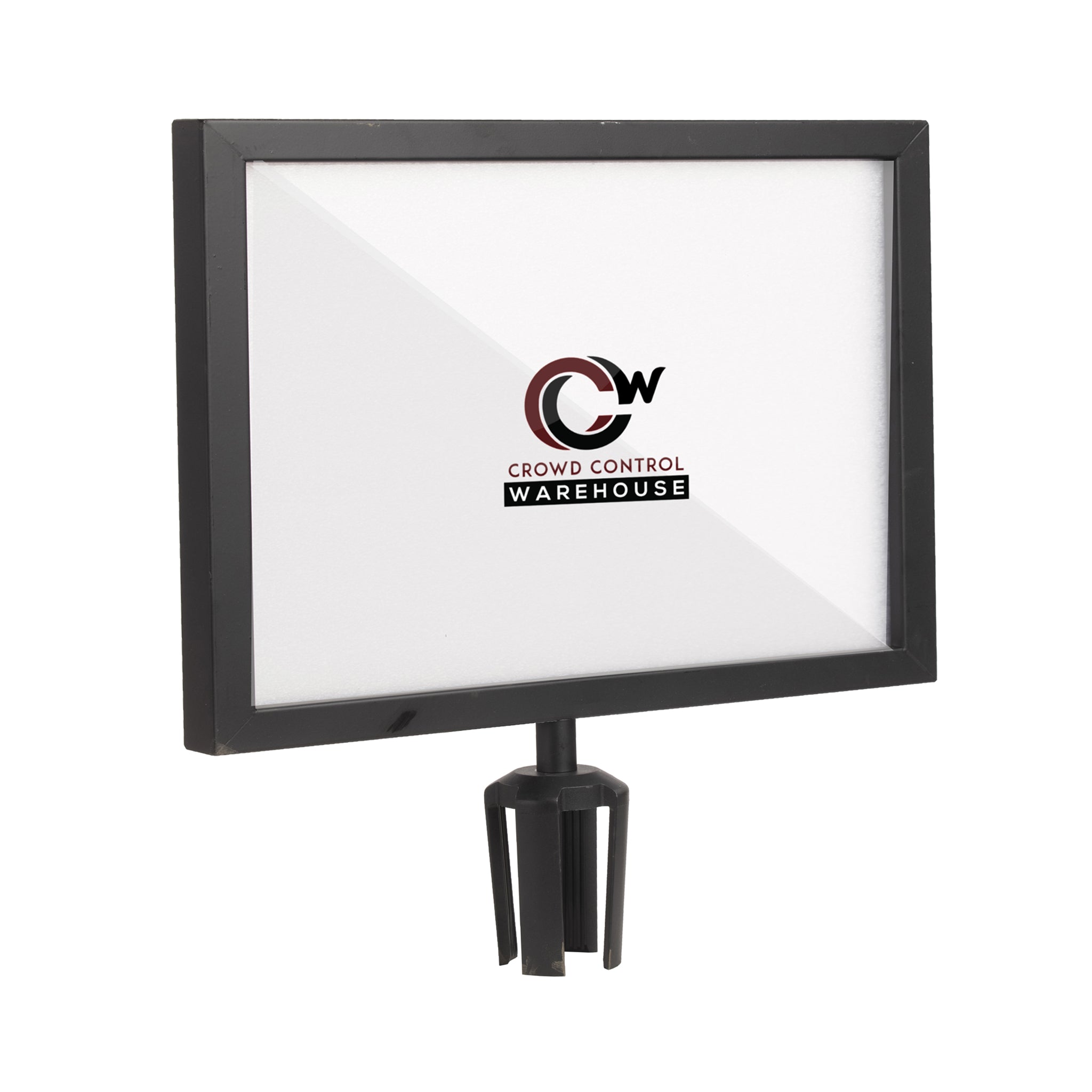 Post Top Sign Frame for CCW Series Retractable Belt Barriers for 3" OD Stanchions - Crowd Control Warehouse