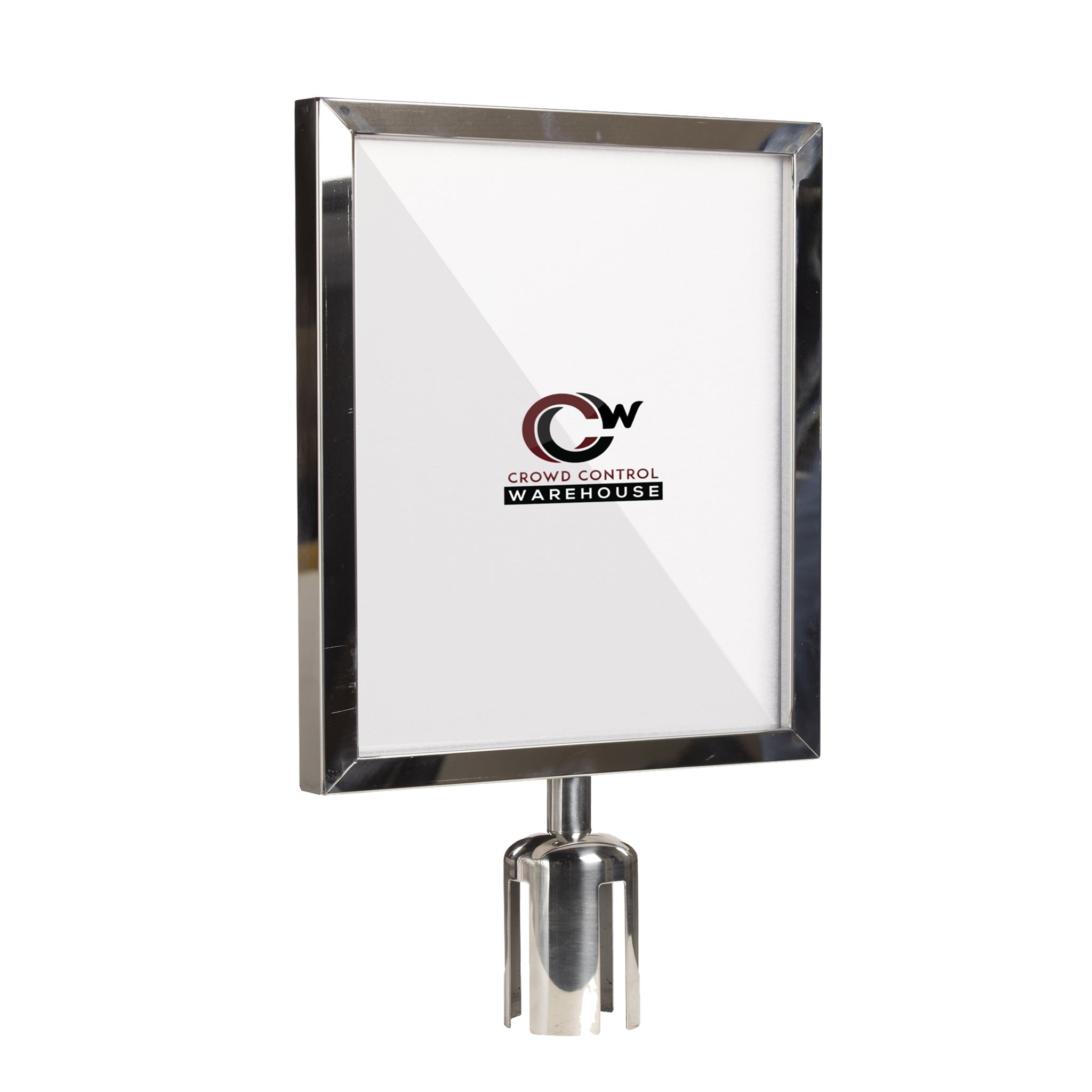 Post Top Sign Frame for CCW Series Retractable Belt Barriers for 3" OD Stanchions - Crowd Control Warehouse
