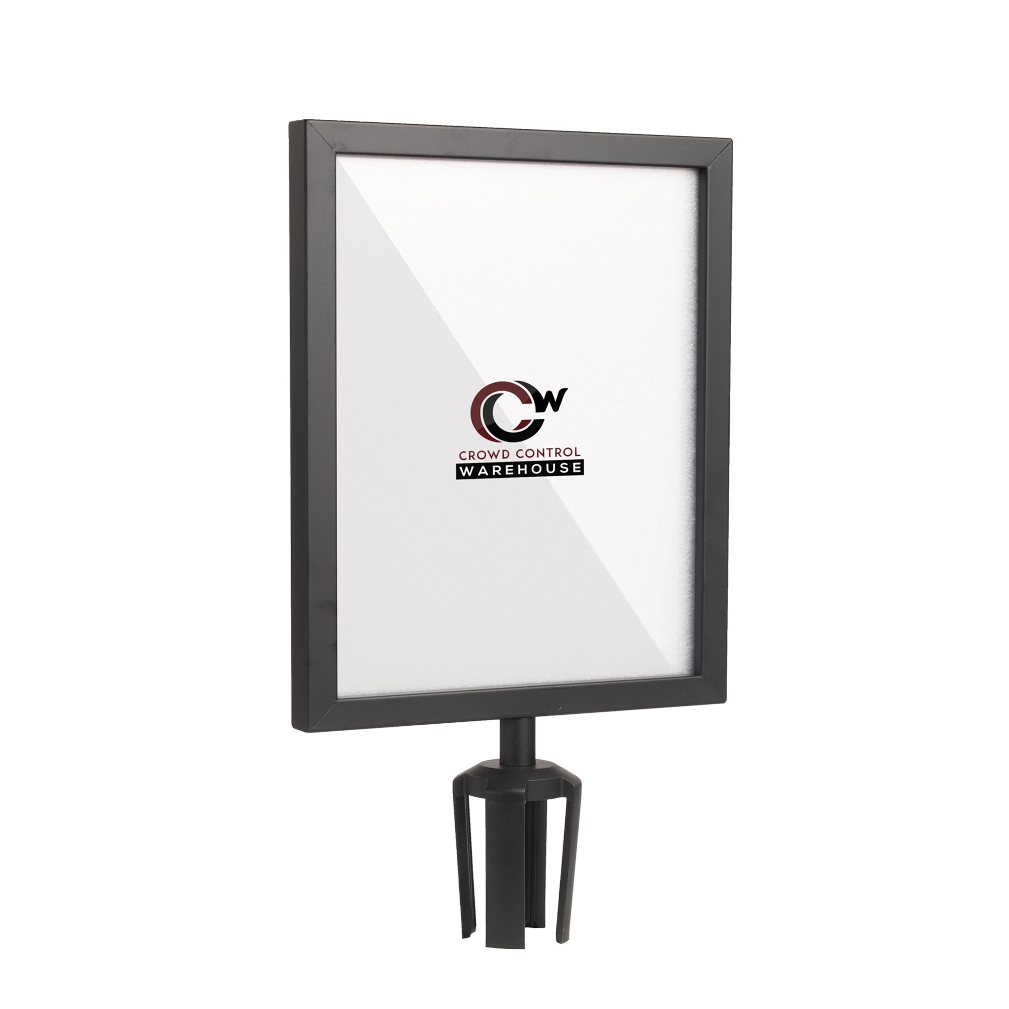 Post Top Sign Frame for CCW Series Retractable Belt Barriers for 3" OD Stanchions - Crowd Control Warehouse