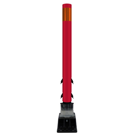 FlexStake Center Line Surface Mount Base Traffic Delineator - Red Tubular Post with Reflective Options