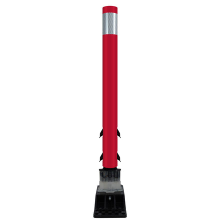FlexStake Center Line Surface Mount Base Traffic Delineator - Red Tubular Post with Reflective Options