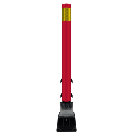 FlexStake Center Line Surface Mount Base Traffic Delineator - Red Tubular Post with Reflective Options