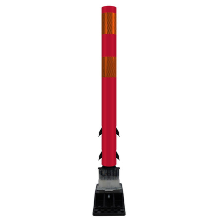 FlexStake Center Line Surface Mount Base Traffic Delineator - Red Tubular Post with Reflective Options