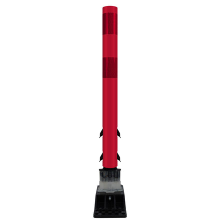 FlexStake Center Line Surface Mount Base Traffic Delineator - Red Tubular Post with Reflective Options