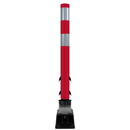FlexStake Center Line Surface Mount Base Traffic Delineator - Red Tubular Post with Reflective Options