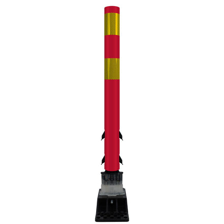 FlexStake Center Line Surface Mount Base Traffic Delineator - Red Tubular Post with Reflective Options